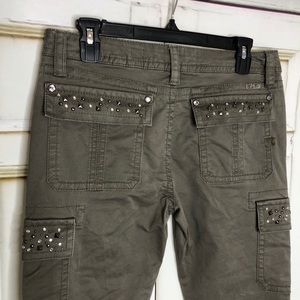 MISS ME  khaki cargo pants zippers studs 30x30 clean no pets or smoking.